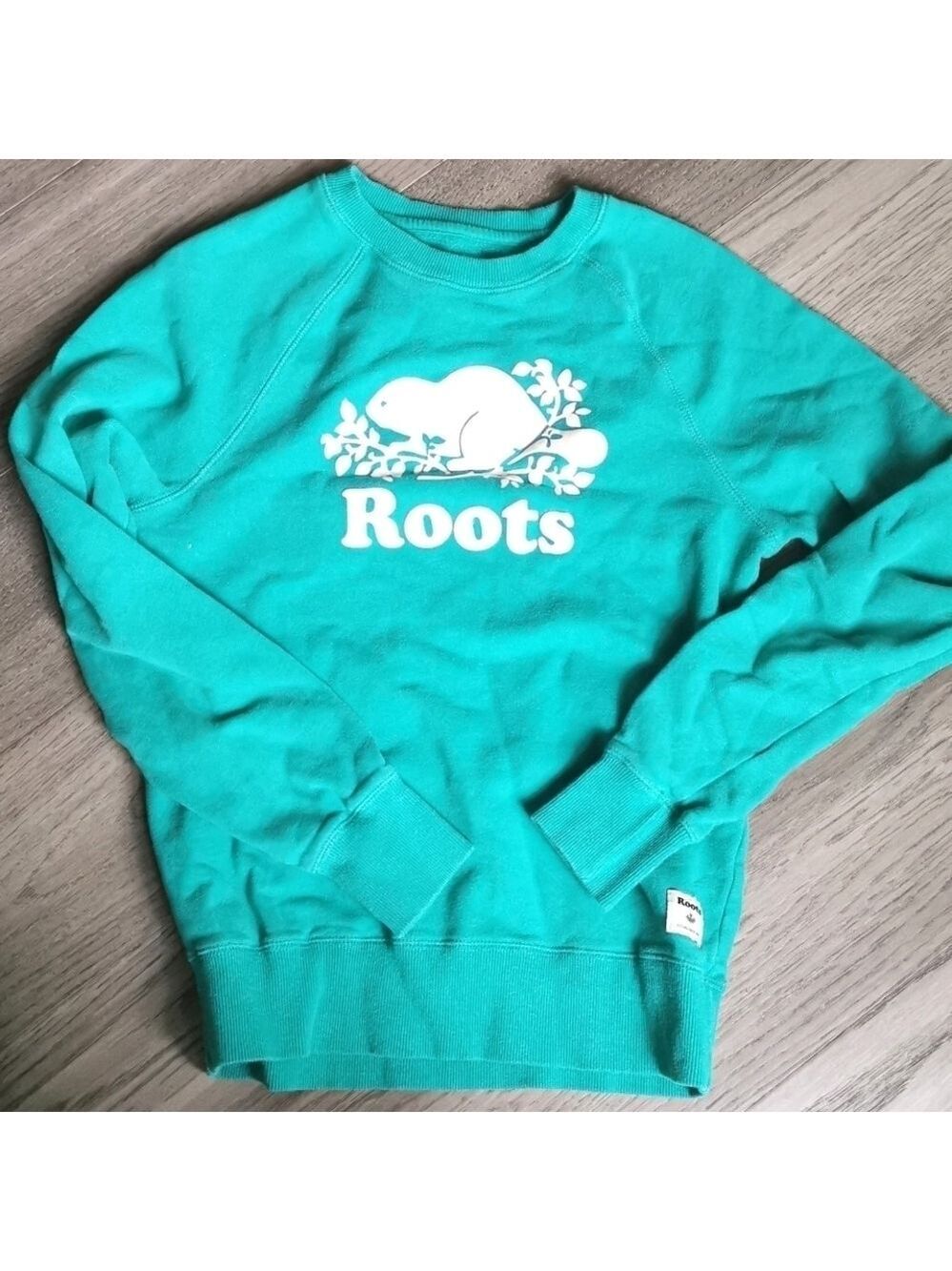 Roots classic crew. Emerald green. Size XXS
